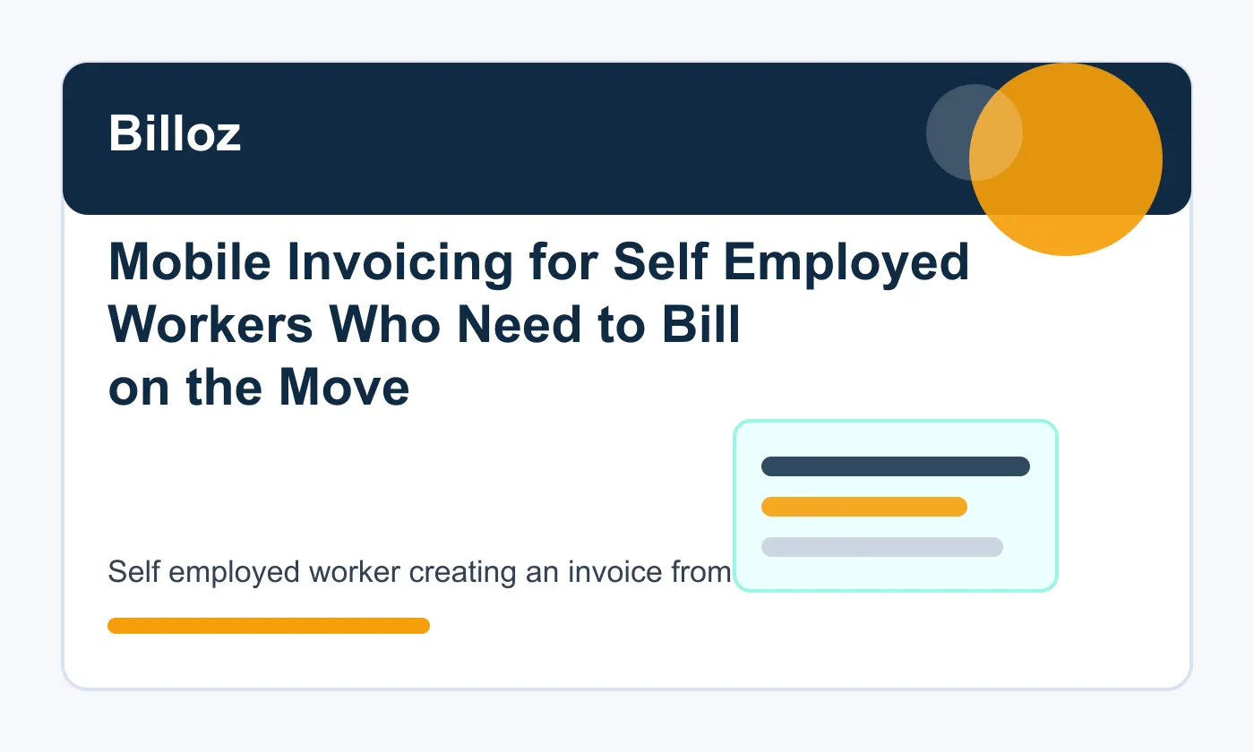 Self employed worker creating an invoice from a mobile phone