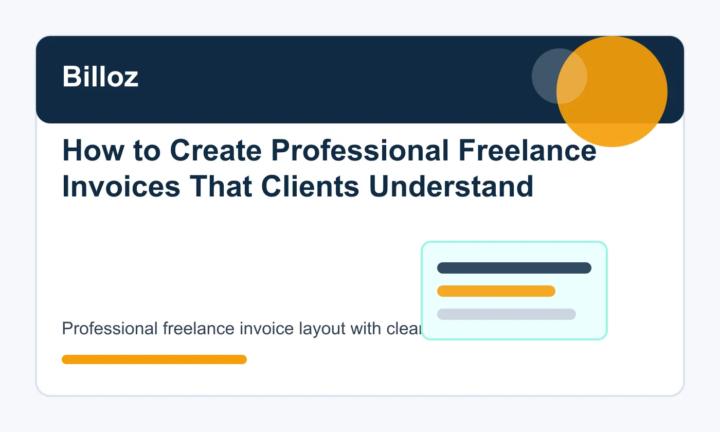 Professional freelance invoice layout with clear line items and totals