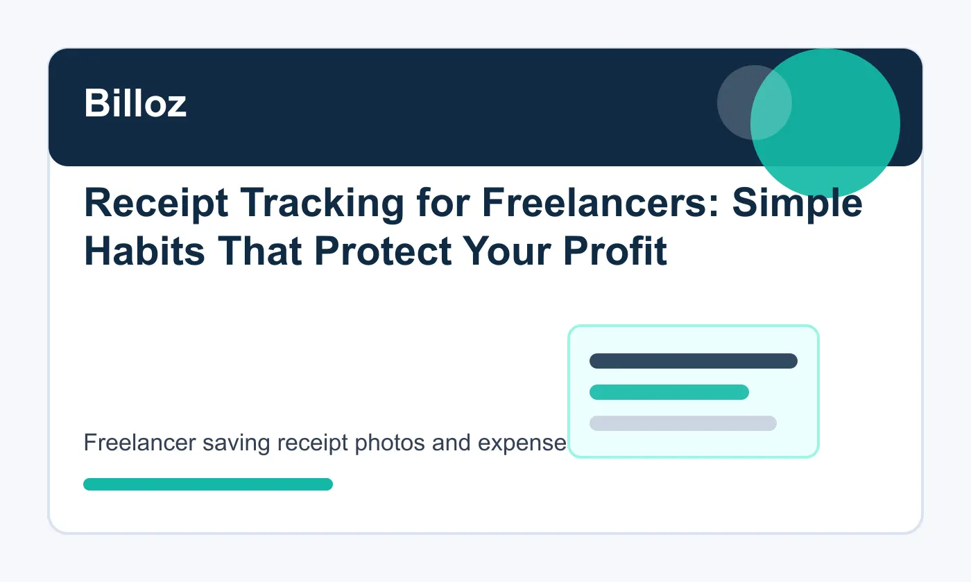 Freelancer saving receipt photos and expenses in a billing app