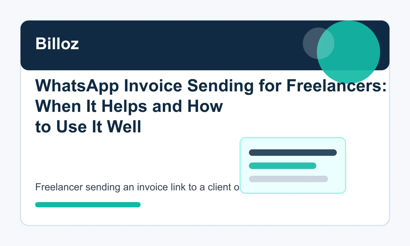 Freelancer sending an invoice link to a client on WhatsApp