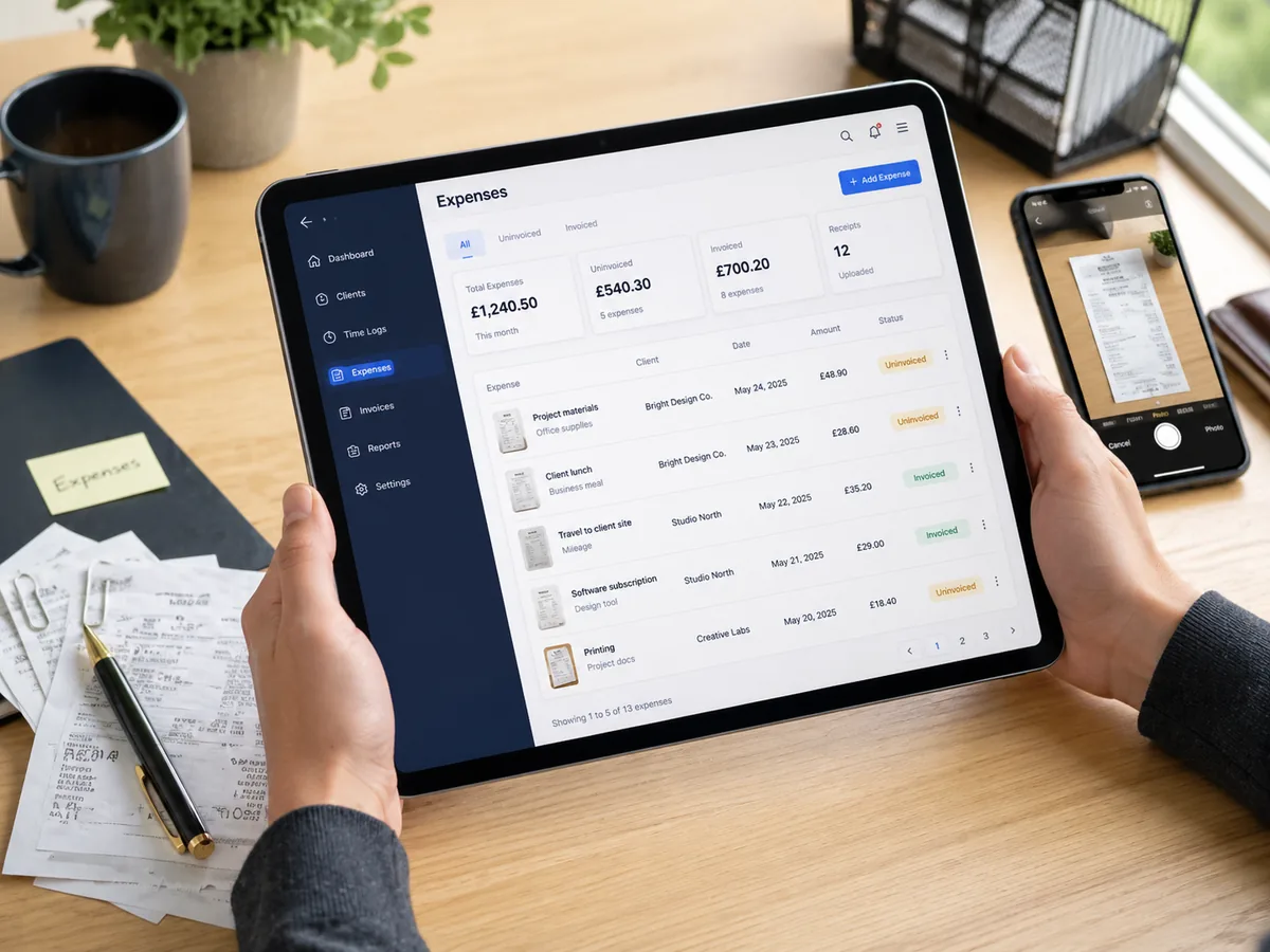Receipt and expense tracking in Billoz